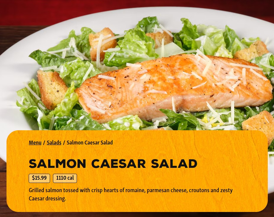 Salmon Caesar Salad at Texas Roadhouse