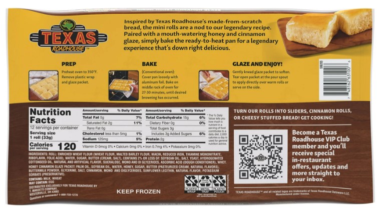 Texas Roadhouse frozen mini rolls Pack