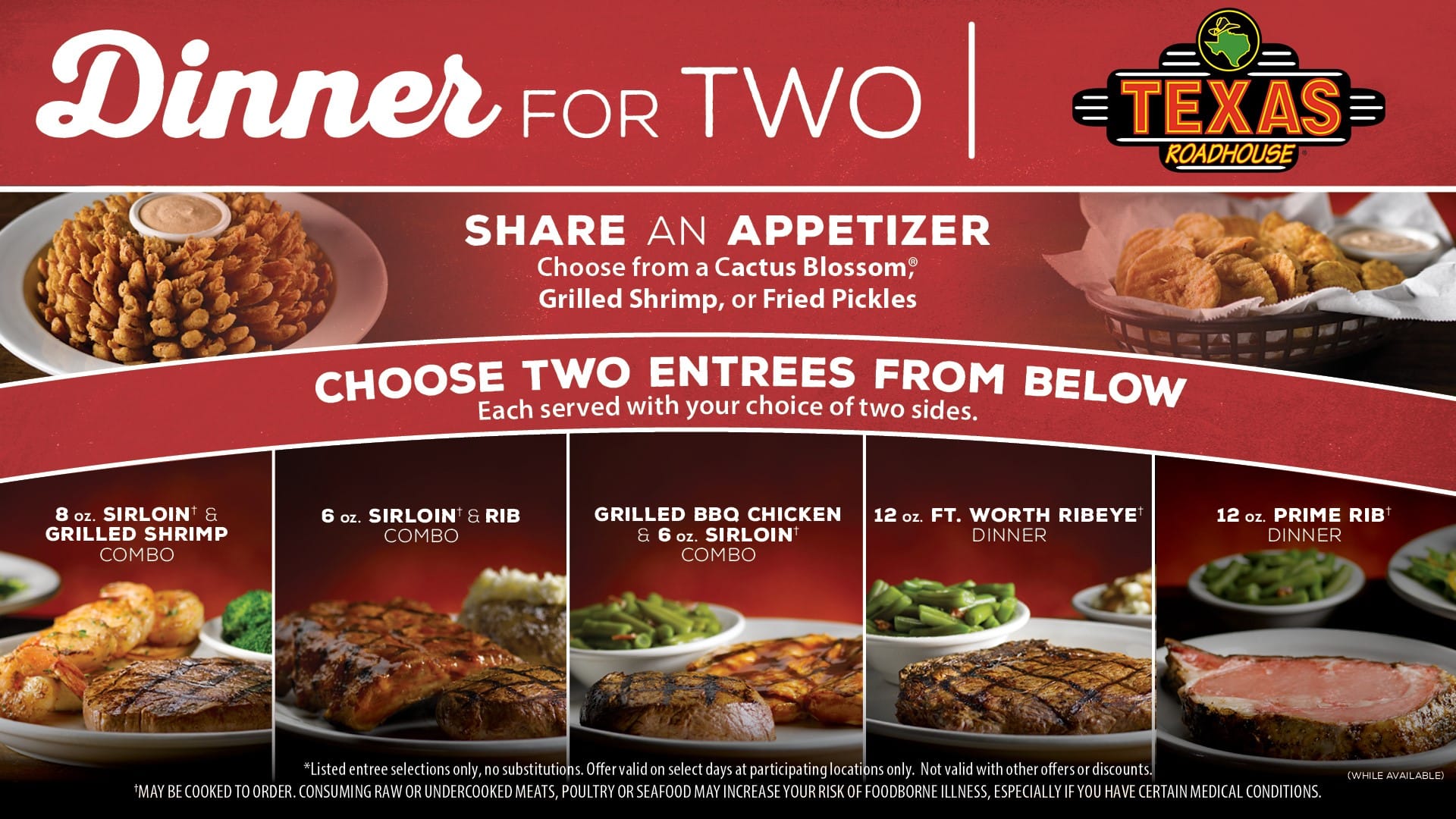 Dinner For Two special all weekend