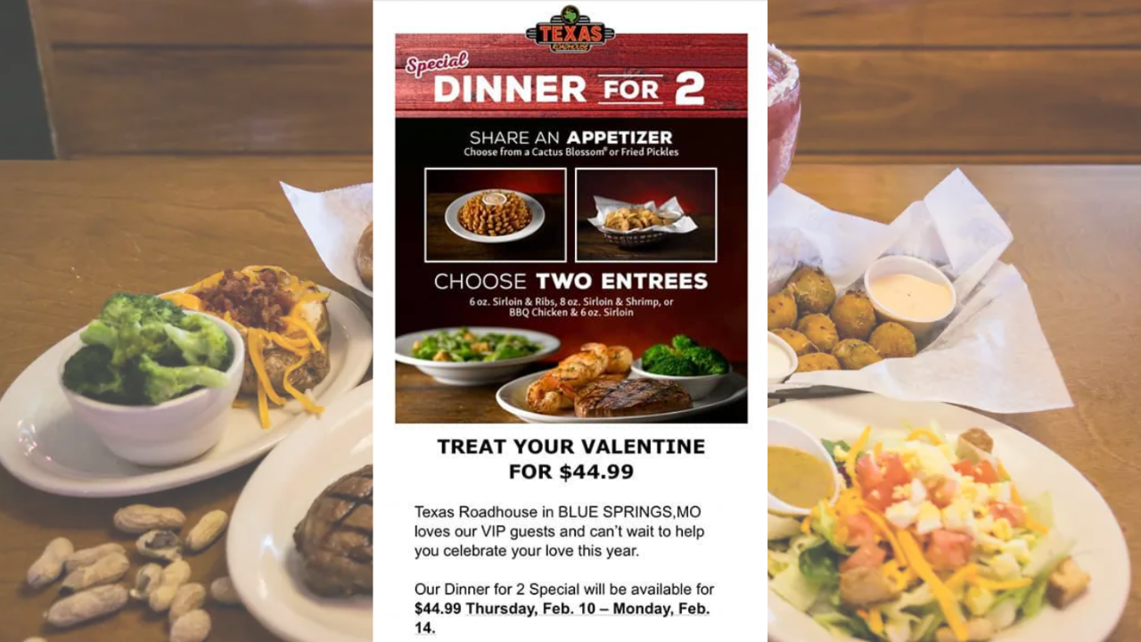 Texas Roadhouse valentine's dinner for 2