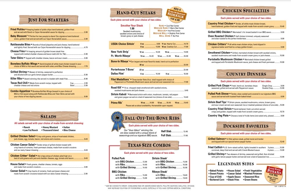 Texas Roadhouse Danville Menu with Prices