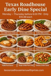 Texas Roadhouse Early Dine Menu $10.99 – Full Guide